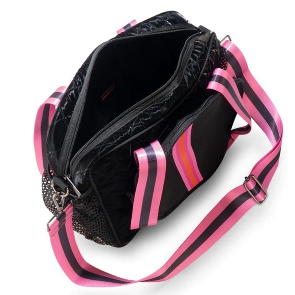 Haute Shore Couture Quilted Pickle Ball Tote Bag Black/Pink 2 Regular Racquets - Picture 7 of 10